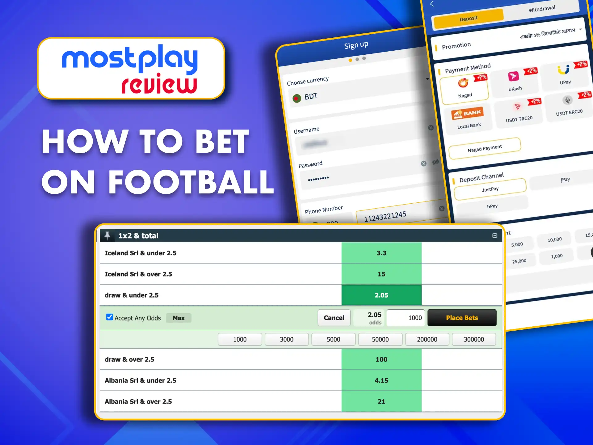 Sign up at MostPlay and place your first football bet in just a few steps.