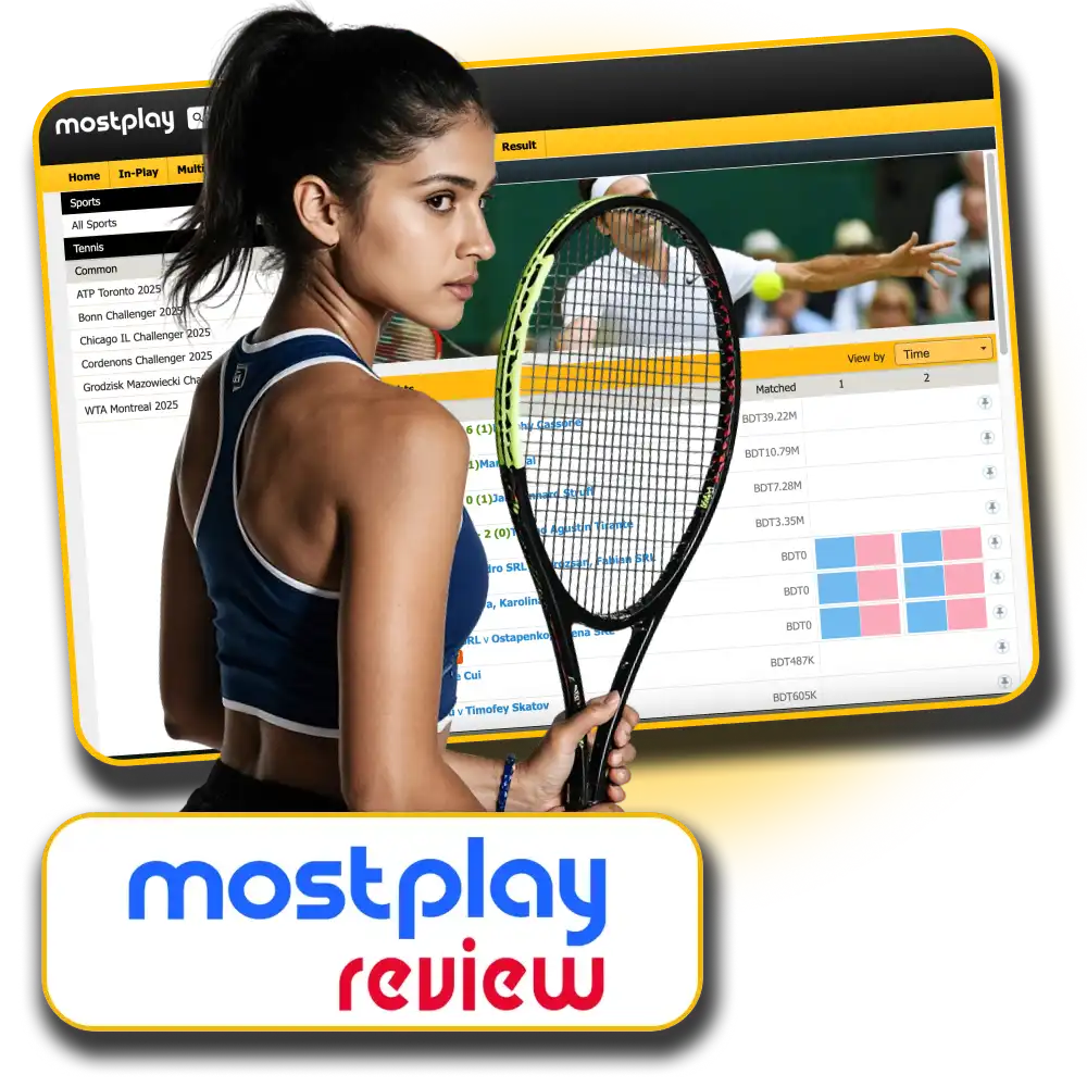 Join MostPlay to place tennis bets on singles or doubles matches anytime.